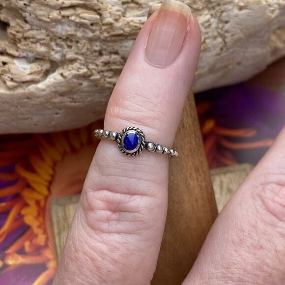 Lapis Bali Style Sterling Silver Toe Ring - Picture 3 of 4